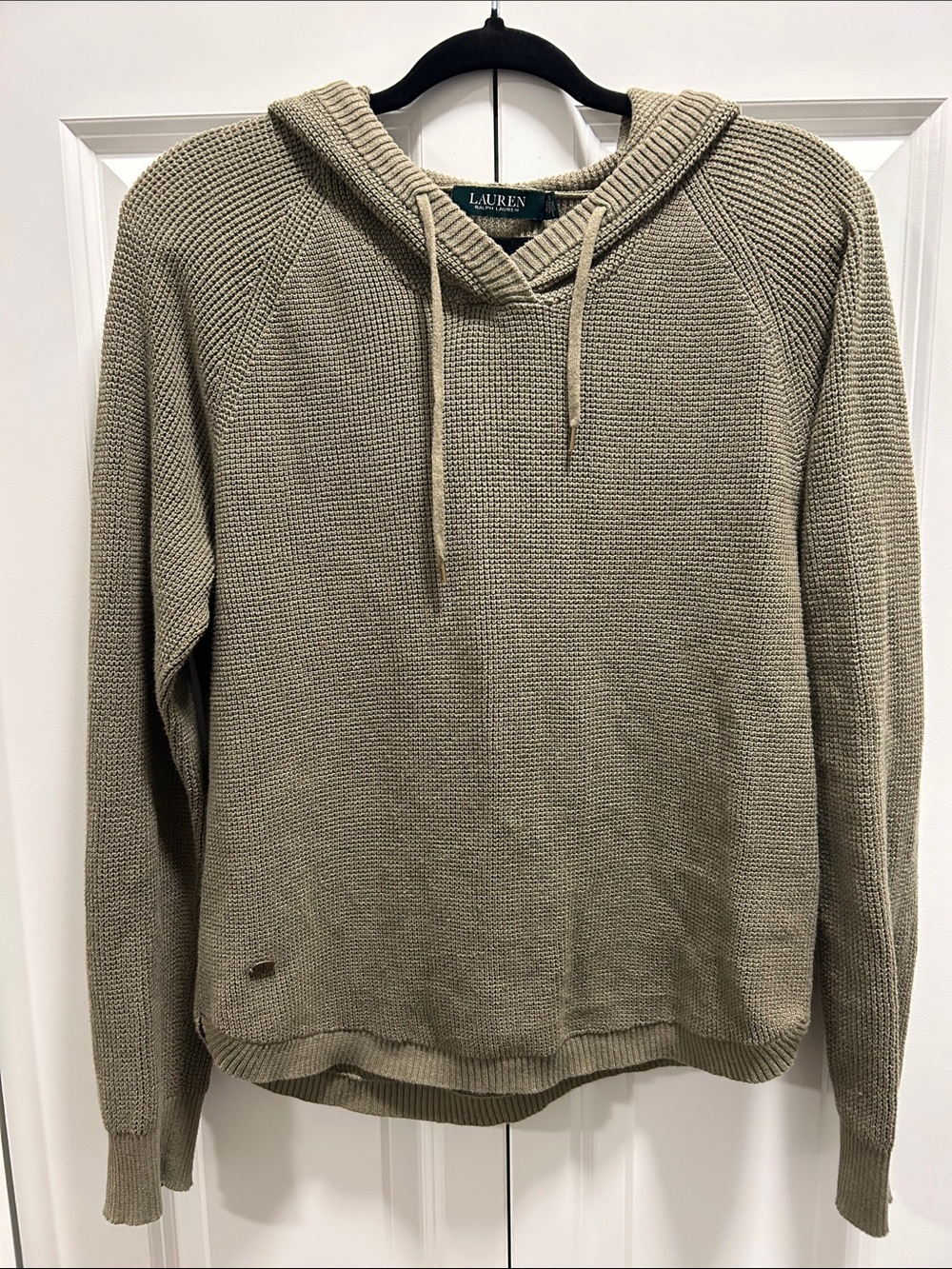 Lauren Ralph Lauren 100% Cotton Crewneck Hoodie Sweater in Olive